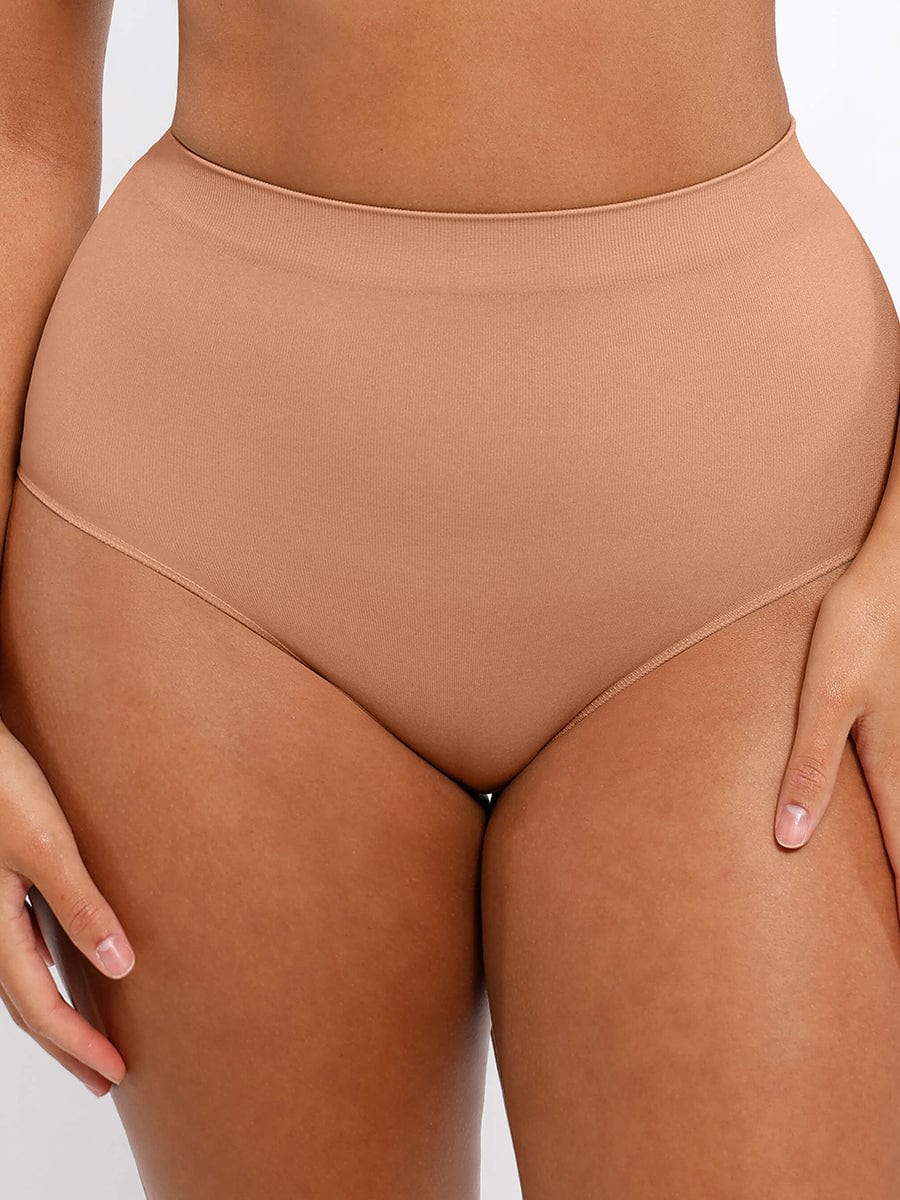 Seamless High-Waist Shaping Brief with Tummy Control and Antibacterial Protection