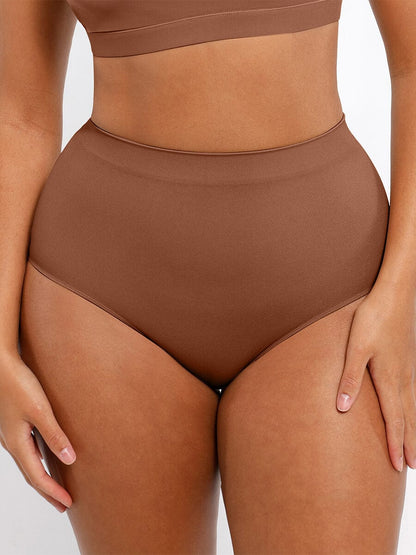 Seamless High-Waist Shaping Brief with Tummy Control and Antibacterial Protection
