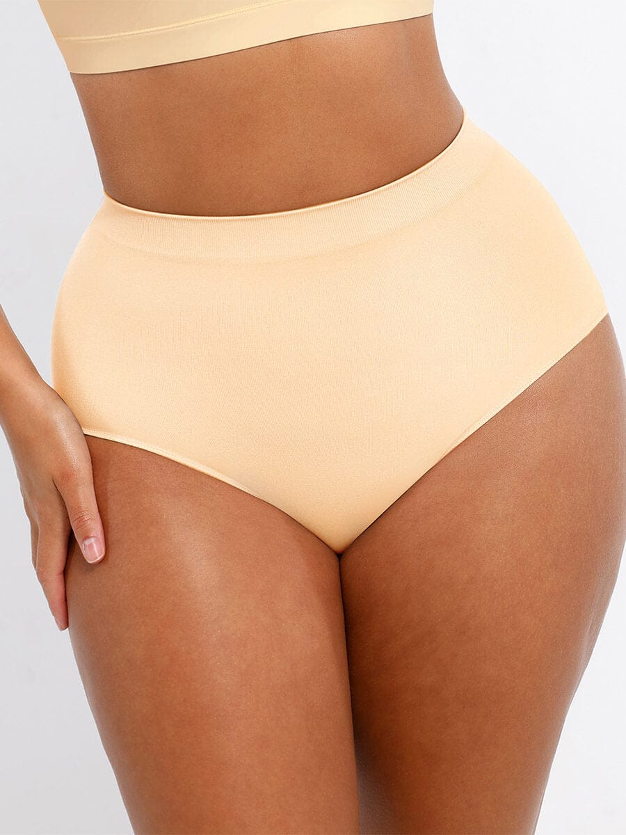 Seamless High-Waist Shaping Brief with Tummy Control and Antibacterial Protection