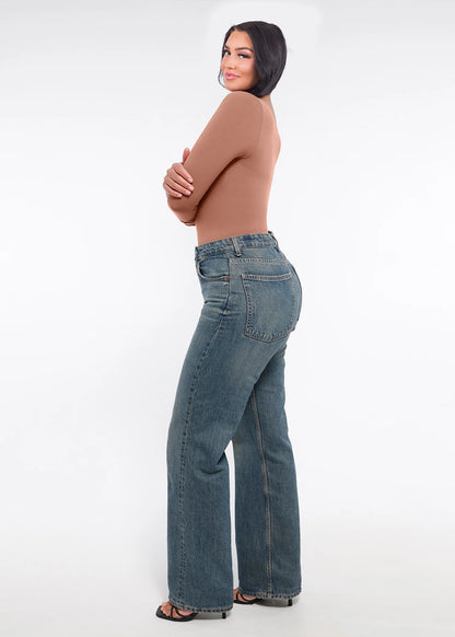 Seamless Long Sleeve Thong Bodysuit with Chest Support & Tummy Control