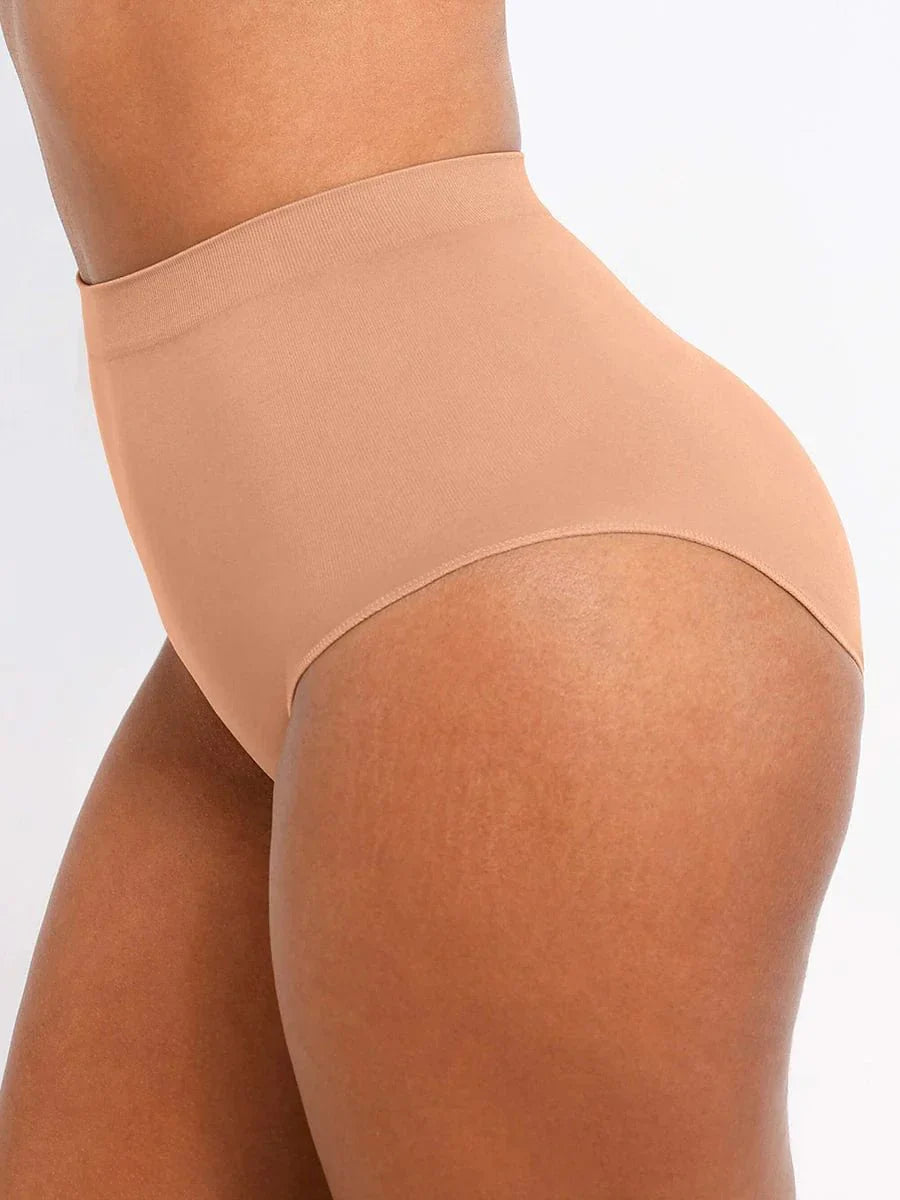 Seamless High-Waist Shaping Brief with Tummy Control and Antibacterial Protection