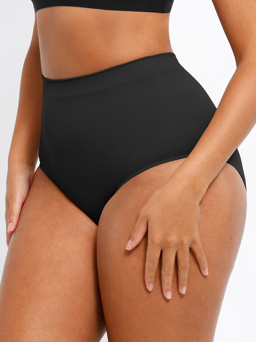 Seamless High-Waist Shaping Brief with Tummy Control and Antibacterial Protection