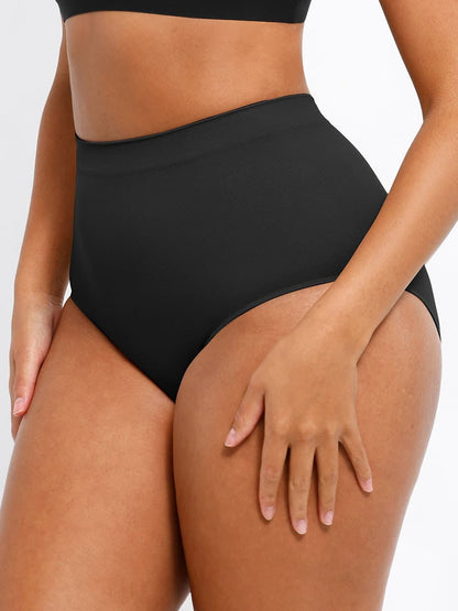 Seamless High-Waist Shaping Brief with Tummy Control and Antibacterial Protection