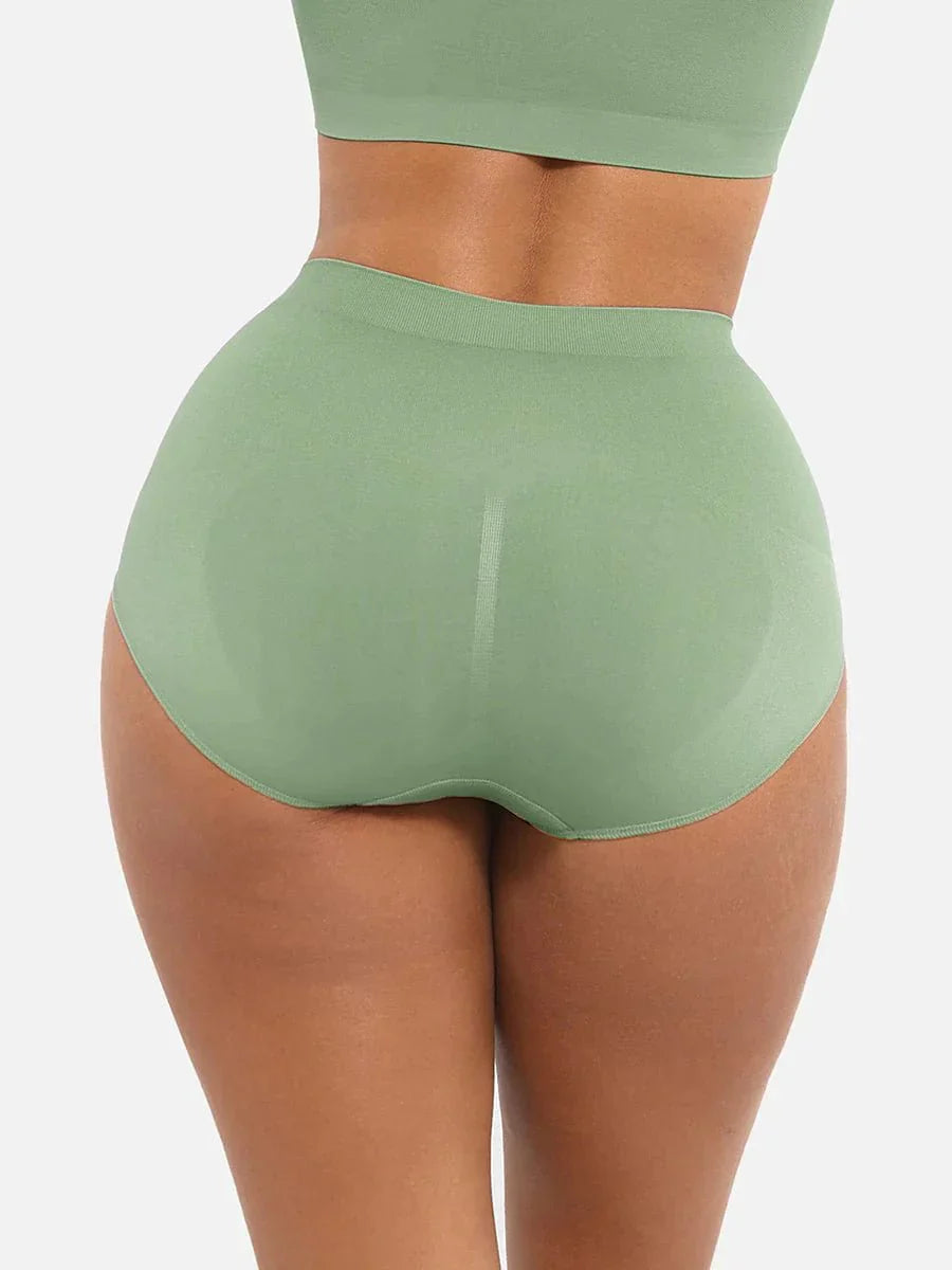 Seamless High-Waist Shaping Brief with Tummy Control and Antibacterial Protection